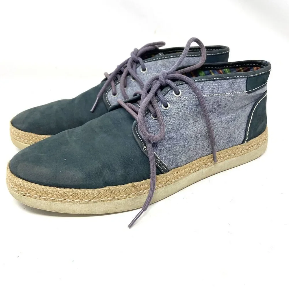 UGG Cantrell Blue Suede Canvas Chukka Lace Up Ankle Boots Shoes